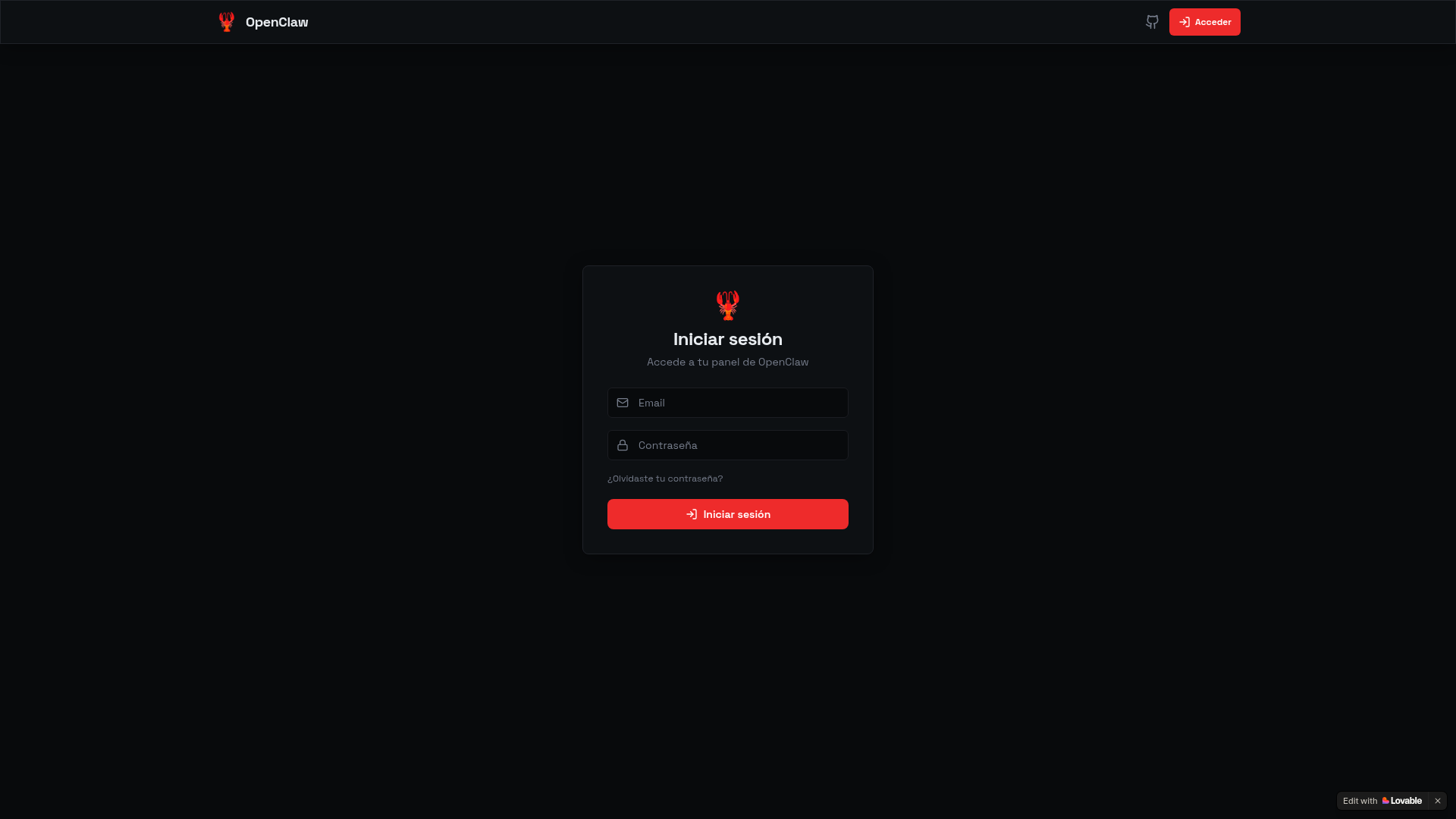 Captura del proyecto OpenClaw Panel