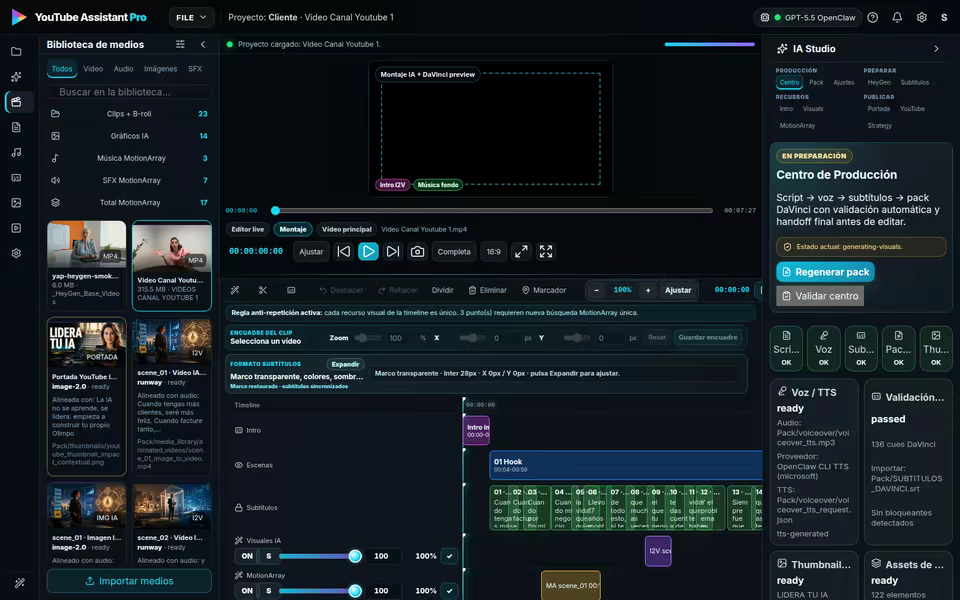 Captura del proyecto YouTube Assistant Pro